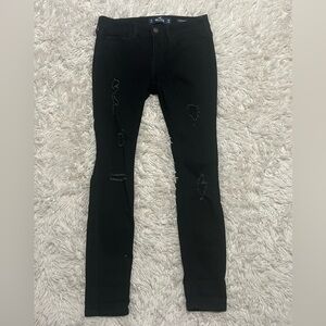 Hollister Women's Black Distressed Jeans 3S low rise